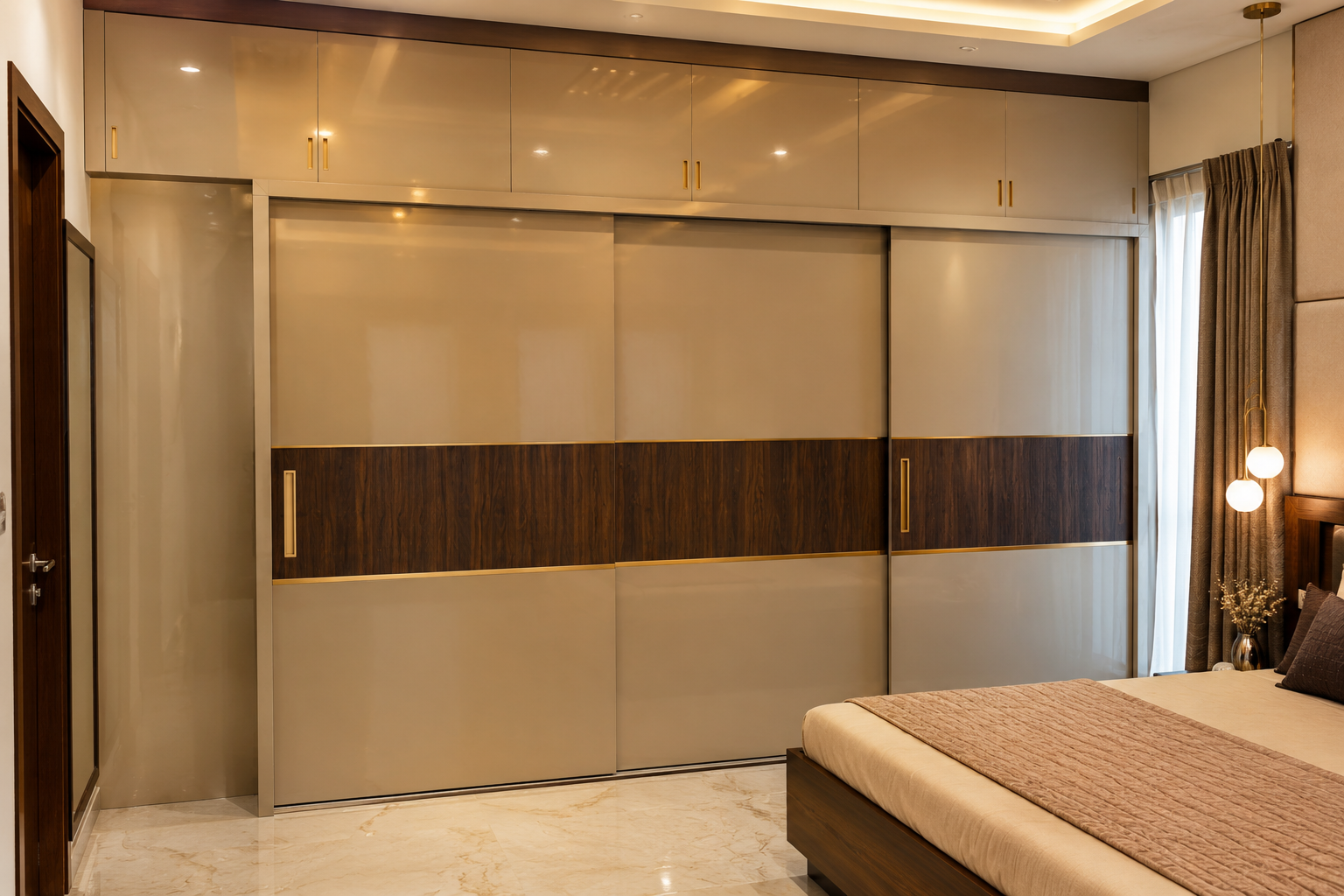 Sliding wardrobe with loft storage in Gurgaon